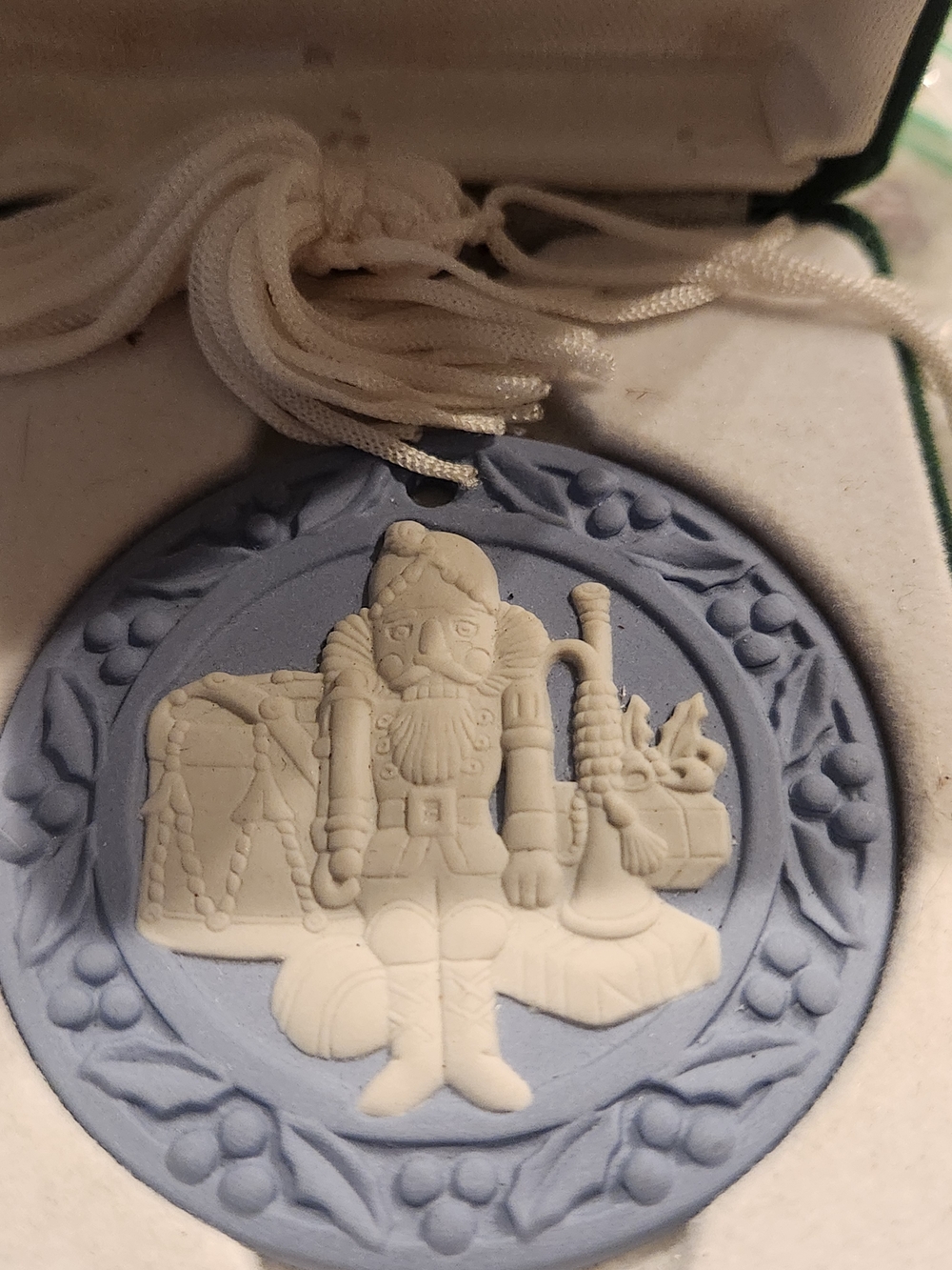 Wedgwood Blue and White Toy Soldier Nutcracker Medallion Ornament